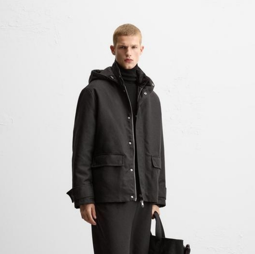 Zara Dark Gray Hooded Raincoat